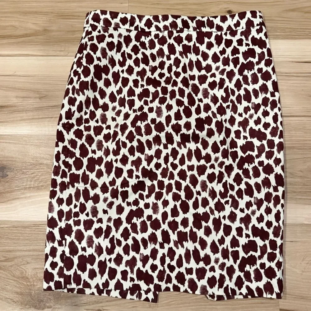 J. Crew No. 2 Leopard Tan Brown Pencil Skirt Women’s 4